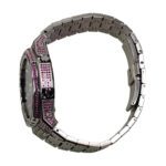 Hero Ga2100 Rose Red Diamond Bezel Black Dial Silver Bracelet