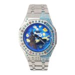 Hero Ga2100 Starry Night Blue Diamond Bezel Silver Bracelet V2