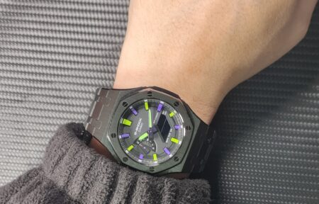 Hero Ga2100 Black Bracelet Black Bezel Green Purple Dial V2