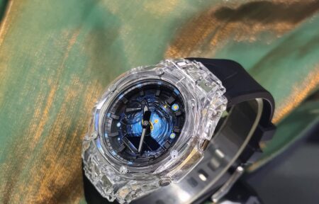 Hero Ga2100 Blue Light Up Black Dial Clear Case Rubber V2