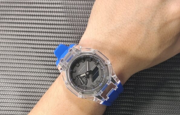 Hero Ga2100 Blue Rubber Clear Case Black Dial