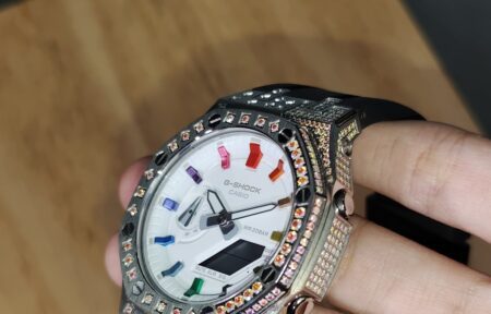 Hero Ga2100 Color Diamond Bezel White Dial Black Rubber V2