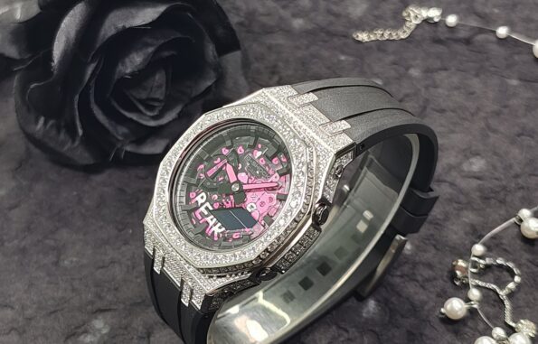 Hero Ga2100 Diamond Bezel Pink Bear Black Dial Rubber V2