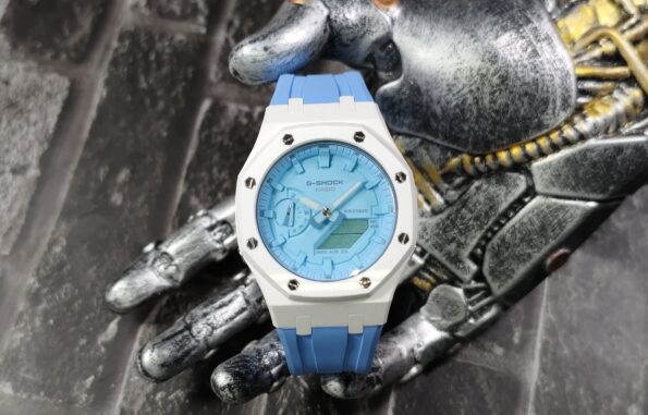 Hero Ga2100 Light Blue Rubber White Bezel Blue Dial V2