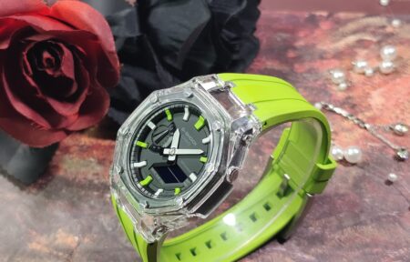 Hero Ga2100 Lime Green Rubber Clear Case Black Dial