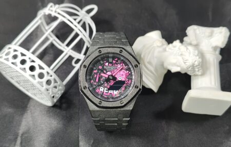 Hero Ga2100 Matte Black Bracelet Black Bezel Pink Bear