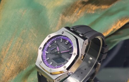 Hero Ga2100 Purple Accent Black Rubber Silver Bezel