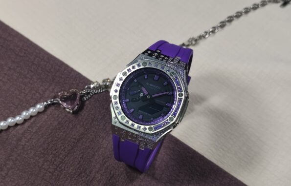 Hero Ga2100 Purple Rubber Purple Diamond Bezel Black Dial