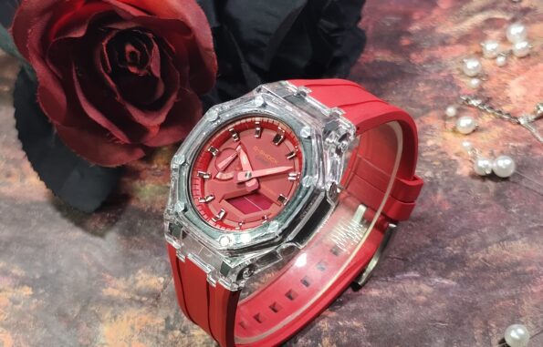 Hero Ga2100 Red Rubber Clear Case Red Dial