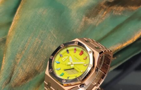 Hero Ga2100 Rose Gold Bracelet Gold Bezel Yellow Dial V2