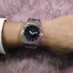 Hero Ga2100 Rose Red Diamond Bezel Black Dial Silver Bracelet V2