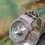 Hero Ga2100 Silver Bracelet Purple Diamond Bezel Gray Dial V2