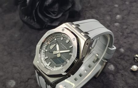 Hero Ga2100 Smoky Gray Rubber Silver Bezel Black Dial