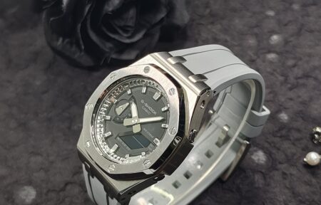 Hero Ga2100 Smoky Gray Rubber Silver Bezel Black Dial V2